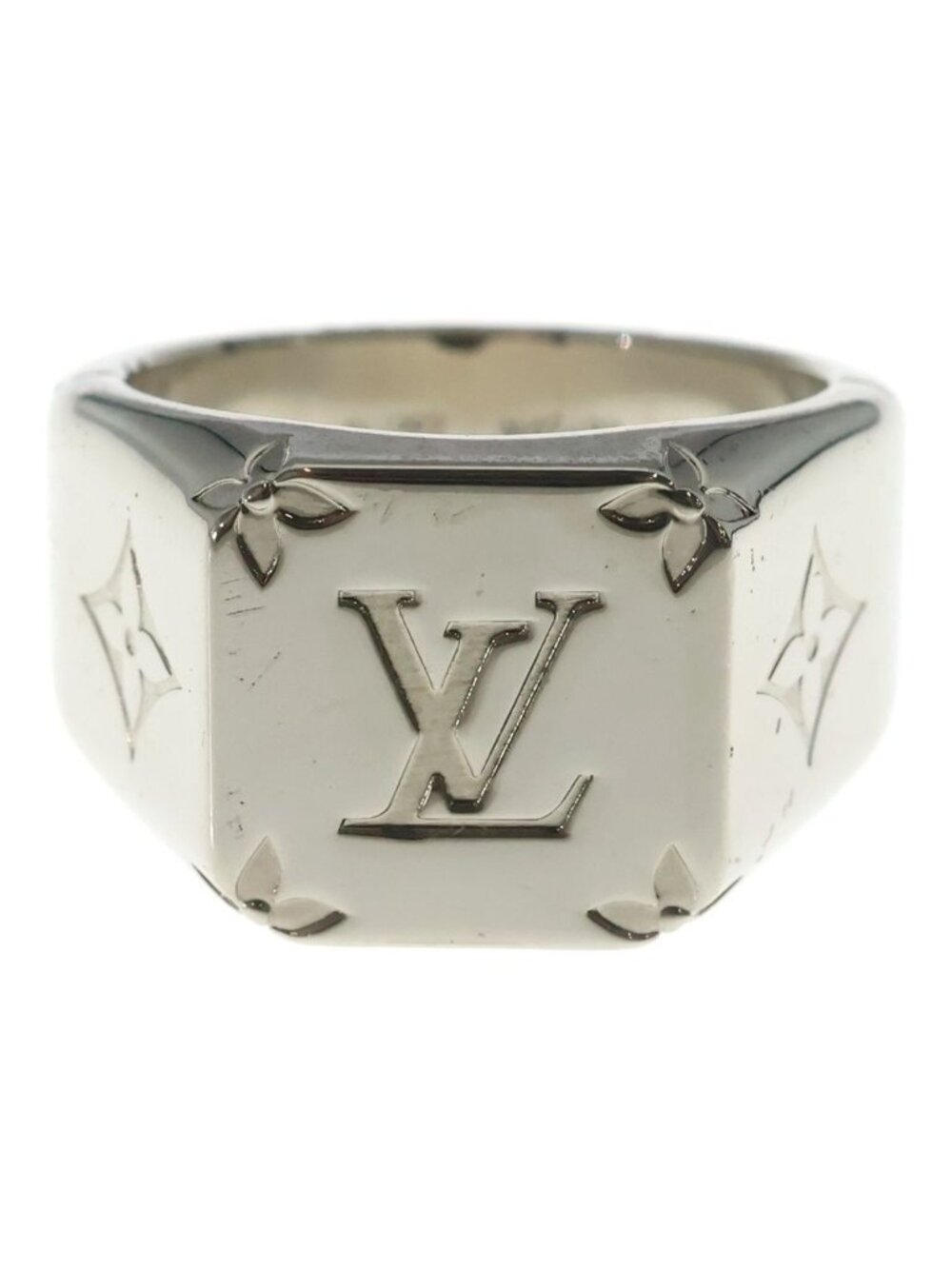 Louis Vuitton Monogram Signet Ring Silver